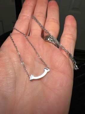 Silver Smile Bar Necklace - Minimal Women's Jewelry